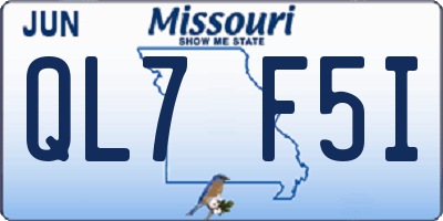 MO license plate QL7F5I