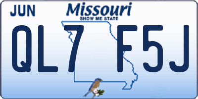 MO license plate QL7F5J