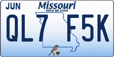 MO license plate QL7F5K