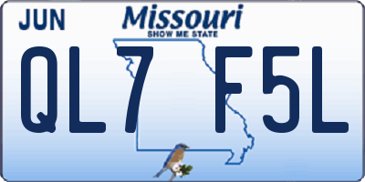 MO license plate QL7F5L