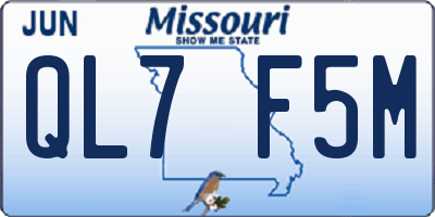 MO license plate QL7F5M