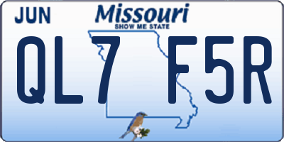 MO license plate QL7F5R