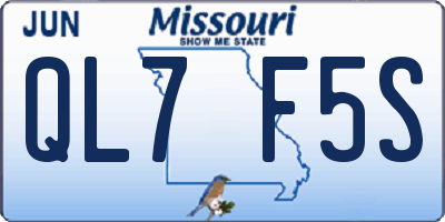 MO license plate QL7F5S