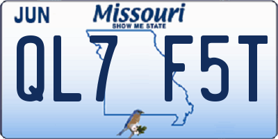 MO license plate QL7F5T