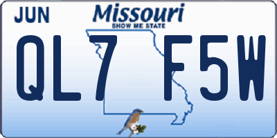 MO license plate QL7F5W
