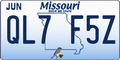 MO license plate QL7F5Z
