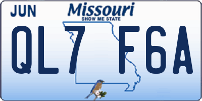 MO license plate QL7F6A