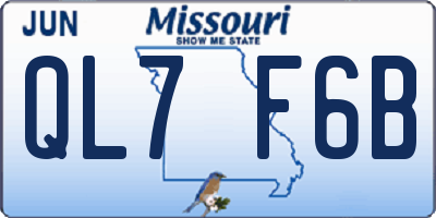MO license plate QL7F6B