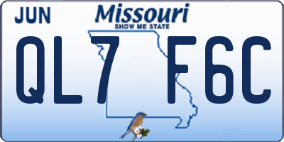 MO license plate QL7F6C