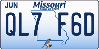 MO license plate QL7F6D