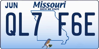 MO license plate QL7F6E