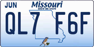 MO license plate QL7F6F