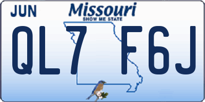 MO license plate QL7F6J
