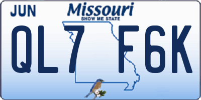 MO license plate QL7F6K