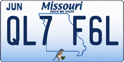 MO license plate QL7F6L
