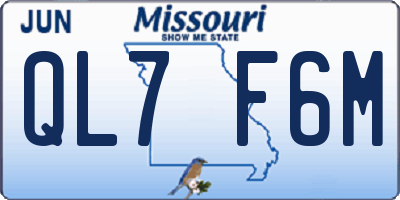 MO license plate QL7F6M