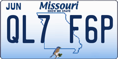 MO license plate QL7F6P