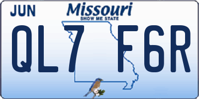 MO license plate QL7F6R