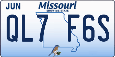 MO license plate QL7F6S