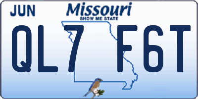 MO license plate QL7F6T