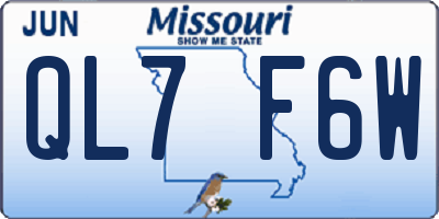 MO license plate QL7F6W