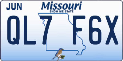 MO license plate QL7F6X