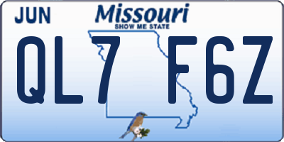 MO license plate QL7F6Z