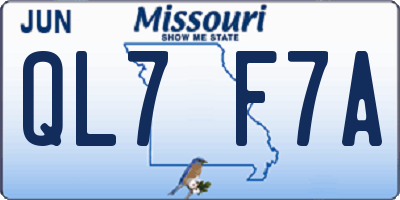MO license plate QL7F7A