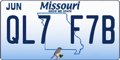 MO license plate QL7F7B
