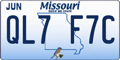 MO license plate QL7F7C