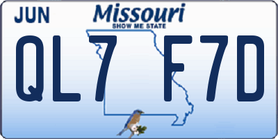 MO license plate QL7F7D