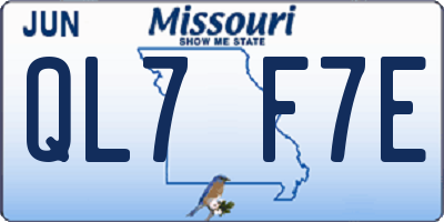 MO license plate QL7F7E