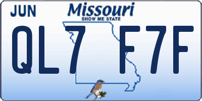 MO license plate QL7F7F