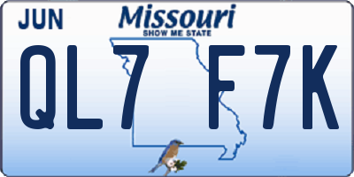 MO license plate QL7F7K