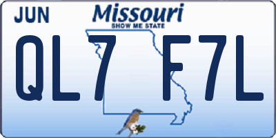 MO license plate QL7F7L