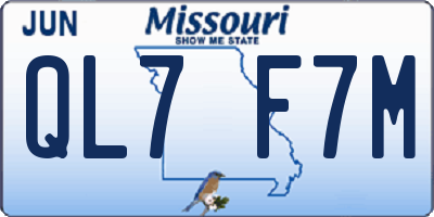 MO license plate QL7F7M
