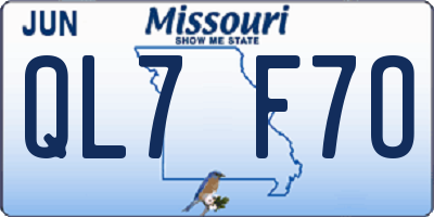 MO license plate QL7F7O