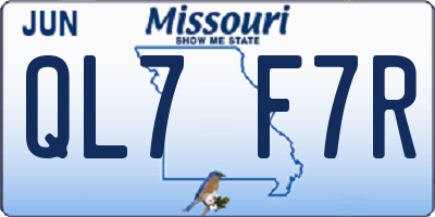 MO license plate QL7F7R