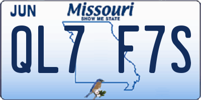 MO license plate QL7F7S