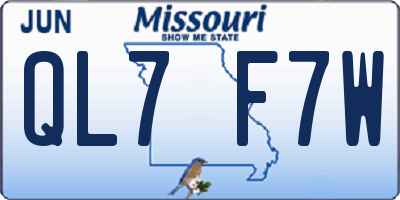 MO license plate QL7F7W