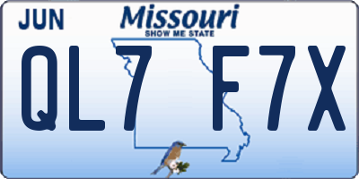 MO license plate QL7F7X