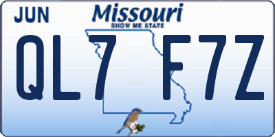 MO license plate QL7F7Z