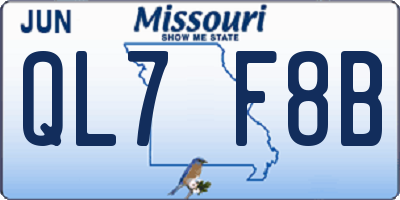 MO license plate QL7F8B