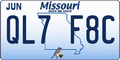 MO license plate QL7F8C