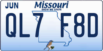 MO license plate QL7F8D