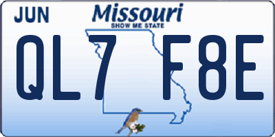 MO license plate QL7F8E
