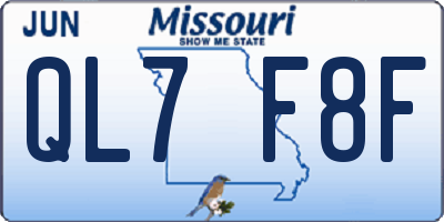 MO license plate QL7F8F