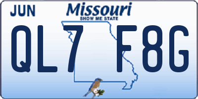MO license plate QL7F8G