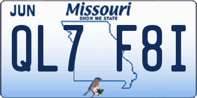 MO license plate QL7F8I
