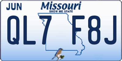 MO license plate QL7F8J